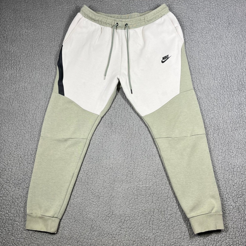 Nike Tech Fleece Joggers Men L Colorblock Sage Green White CU4495-371 Streetwear